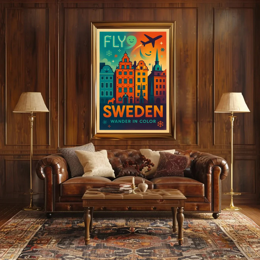 Experience Sweden Vibrant Cityscape Travel Poster PosterGoat