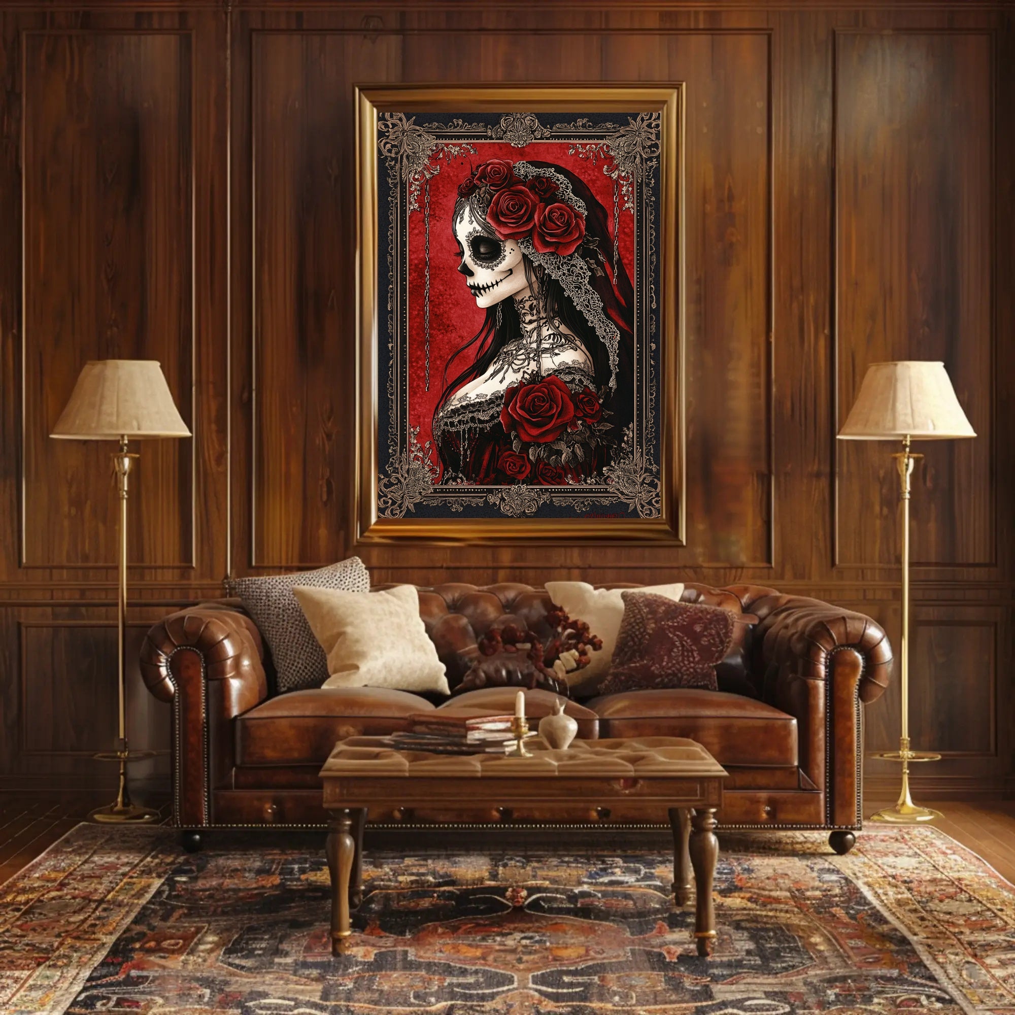 Elegance In Red Day Of The Dead Poster