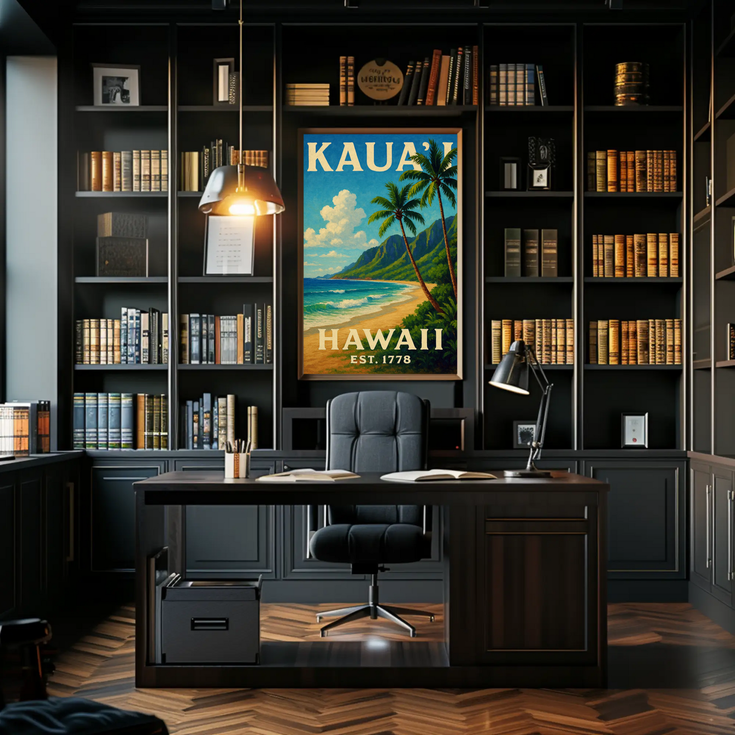 Kauai Hawaii Beach Palm Trees Ocean Sunset Poster Poster