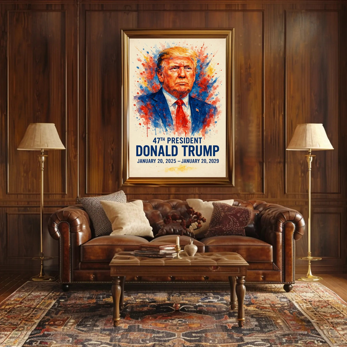 Donald Trump Watercolor Portrait Patriotic Poster