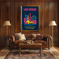 Las Vegas Iconic Landmarks Travel Poster