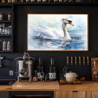 Graceful Swan in Watercolor Poster