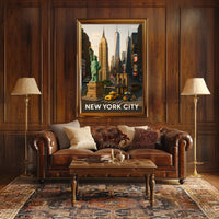 New York City Landmarks Miniature Art Poster Retro Wall Art
