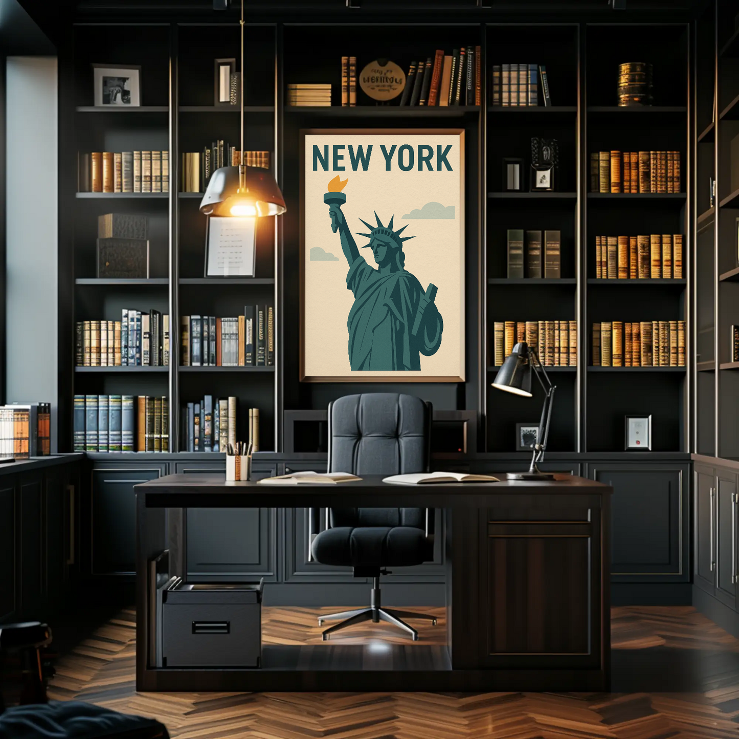 New York Liberty Statue Icon Poster Vintage Travel Poster