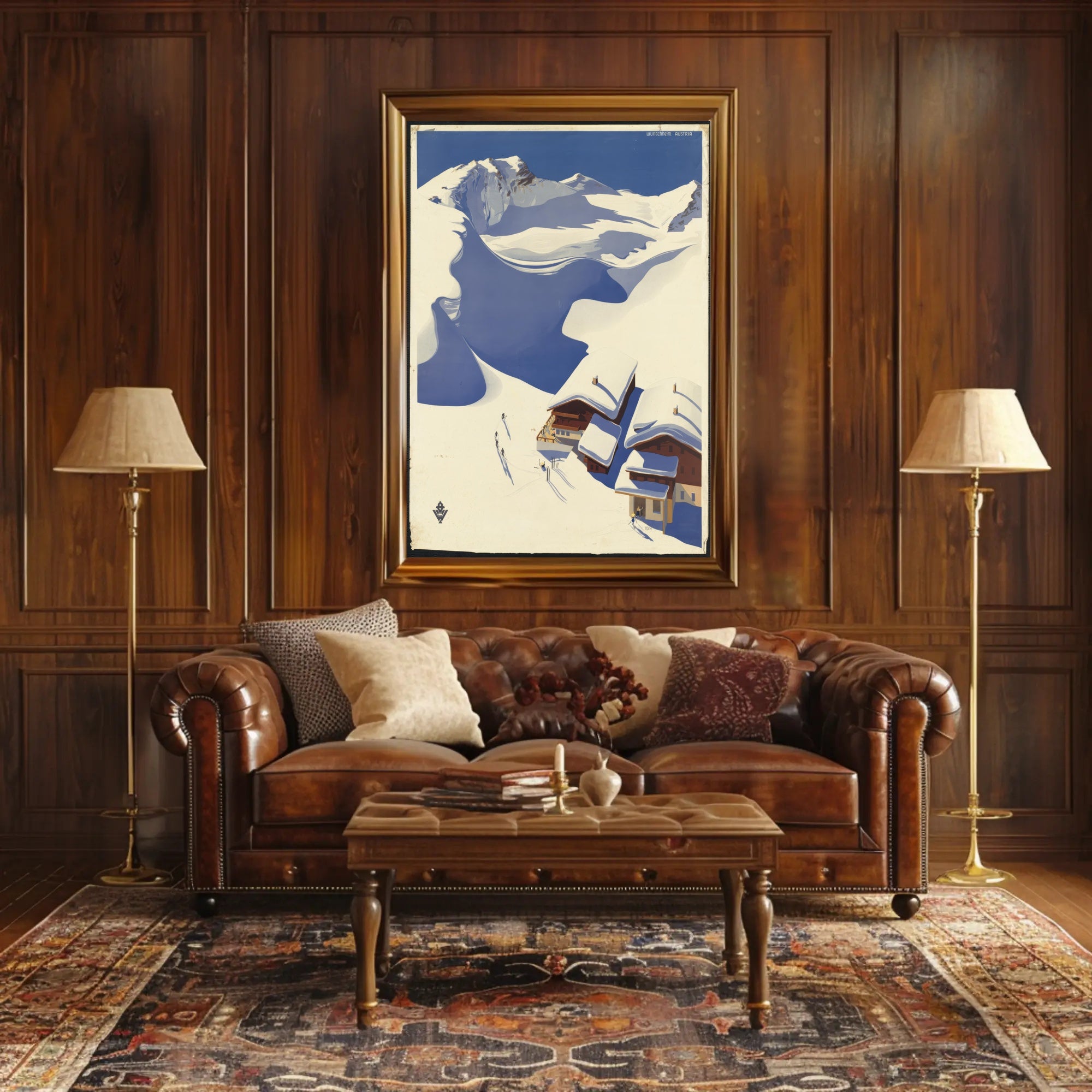 Vivid Vintage Ski Adventure in Austria Travel Poster PosterGoat