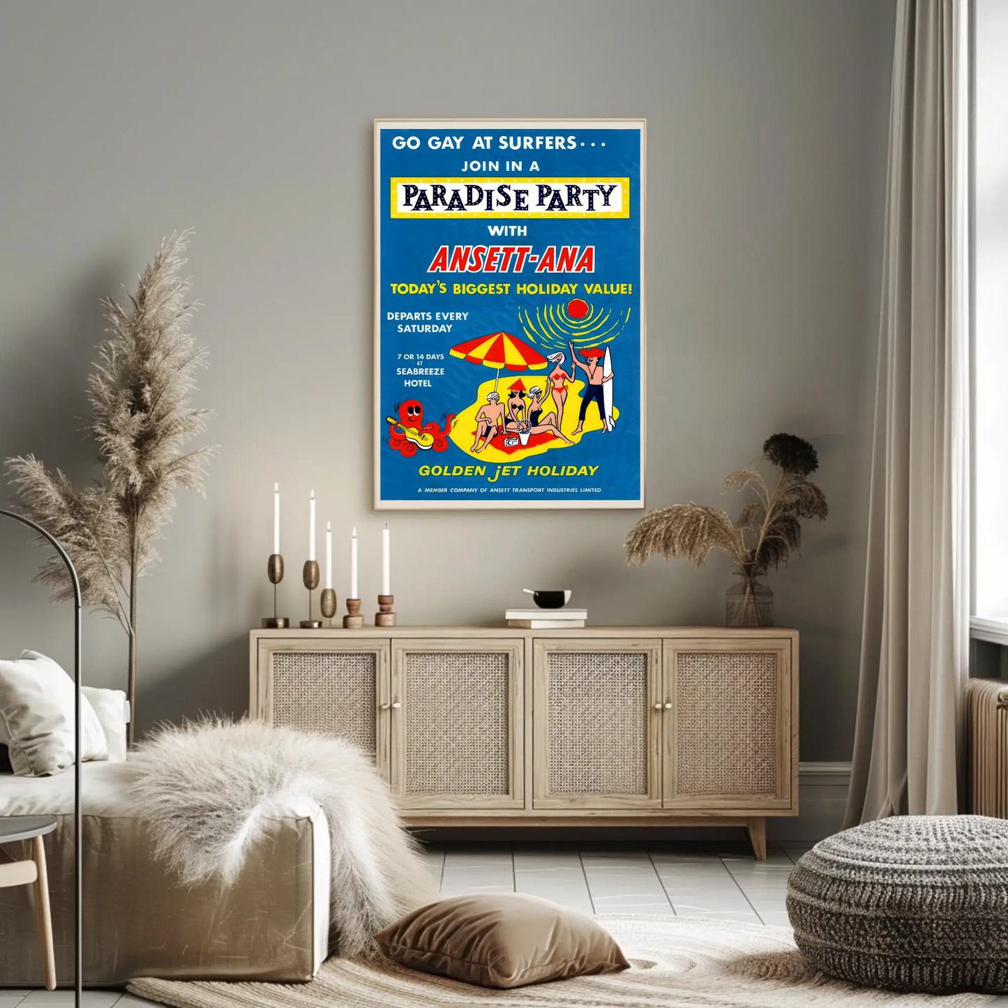 Paradise Party Vintage Poster - Ansett-ANA