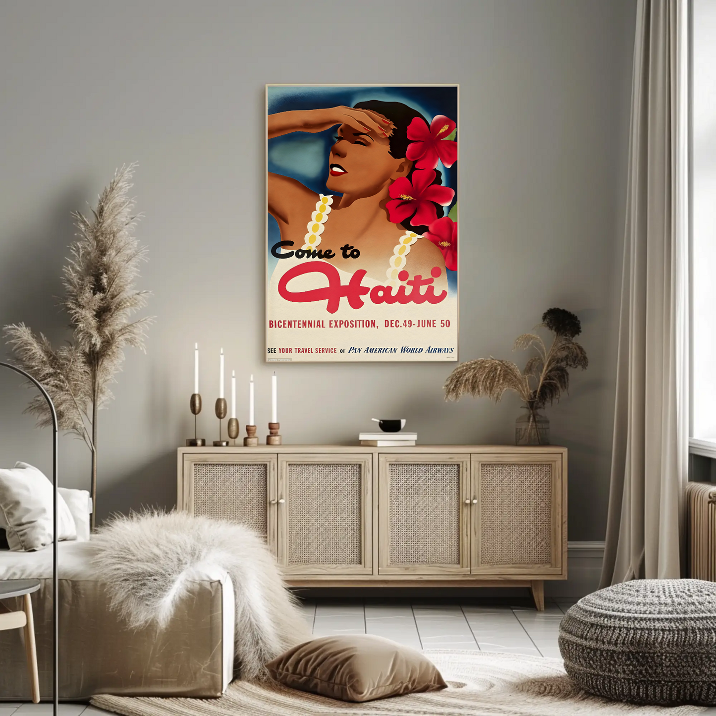 Haiti Vintage Poster Woman Flowers