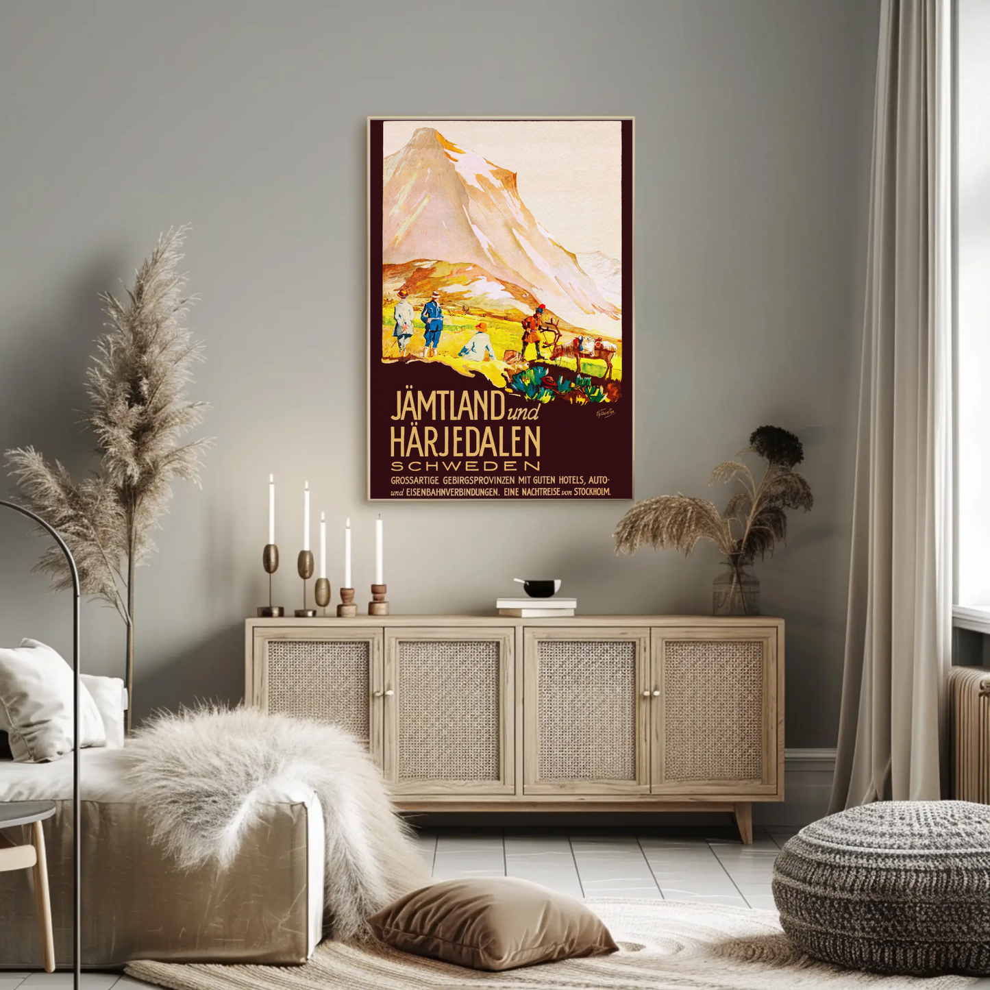 Jämtland Härjedalen Swedish Mountain Landscape Vintage Travel Poster