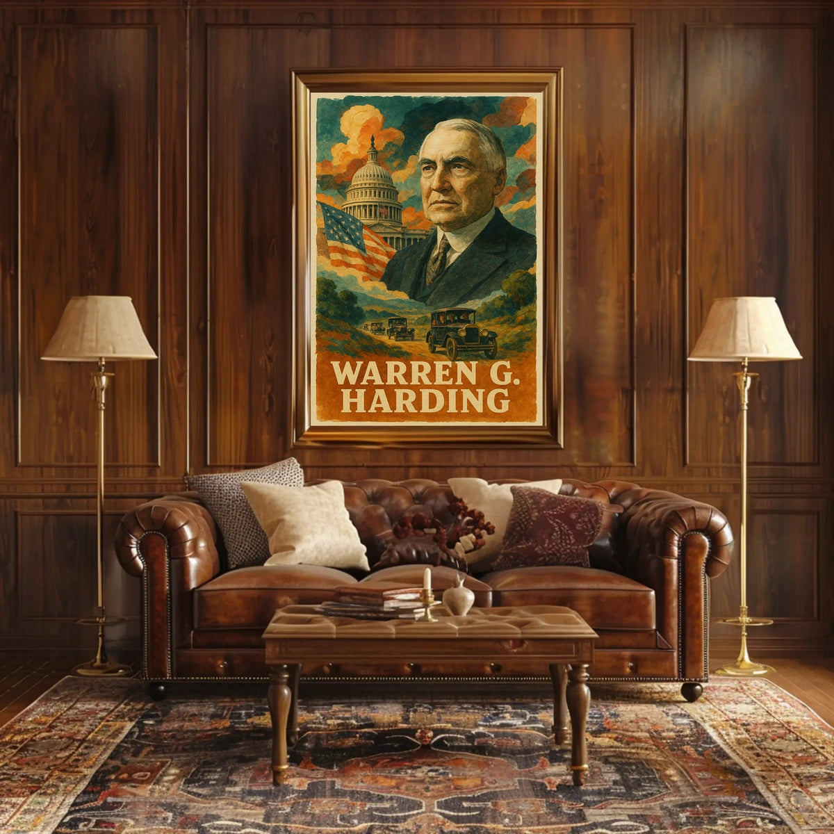 Warren G. Harding 29th President of the United States Layered Digital Collage Poster