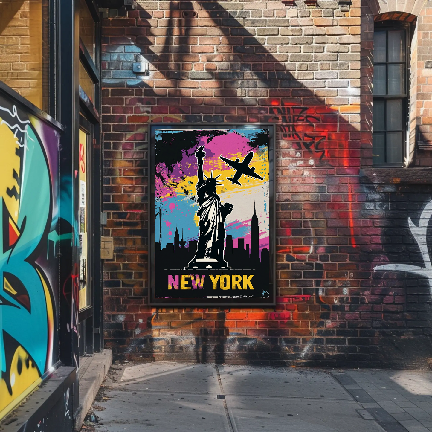 New York Skyline and Statue of Liberty Vintage Style Poster