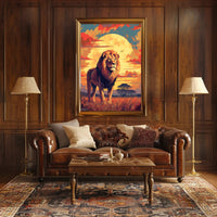 Majestic Lion at Sunset Poster