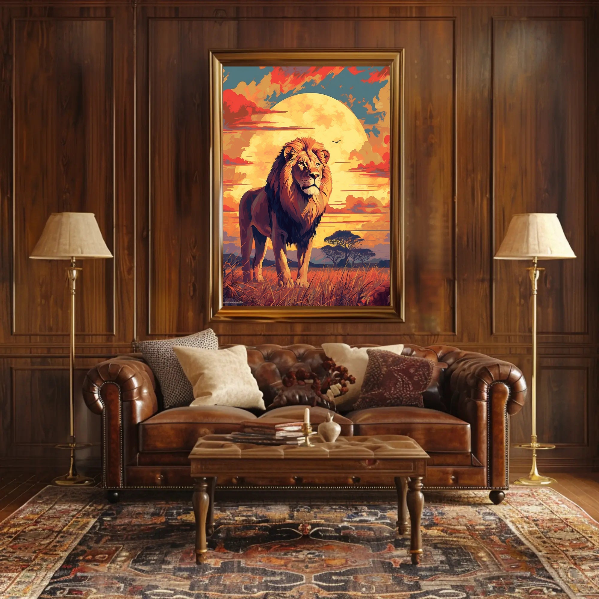Majestic Lion at Sunset Poster