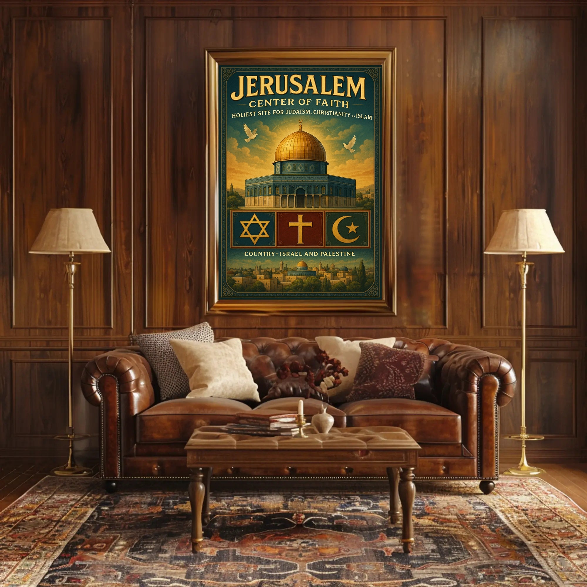 Jerusalem Peaceful Harmony Vintage Cultural or Heritage Poster