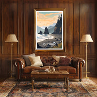 Olympic National Park Poster Vintage Travel Wall Art