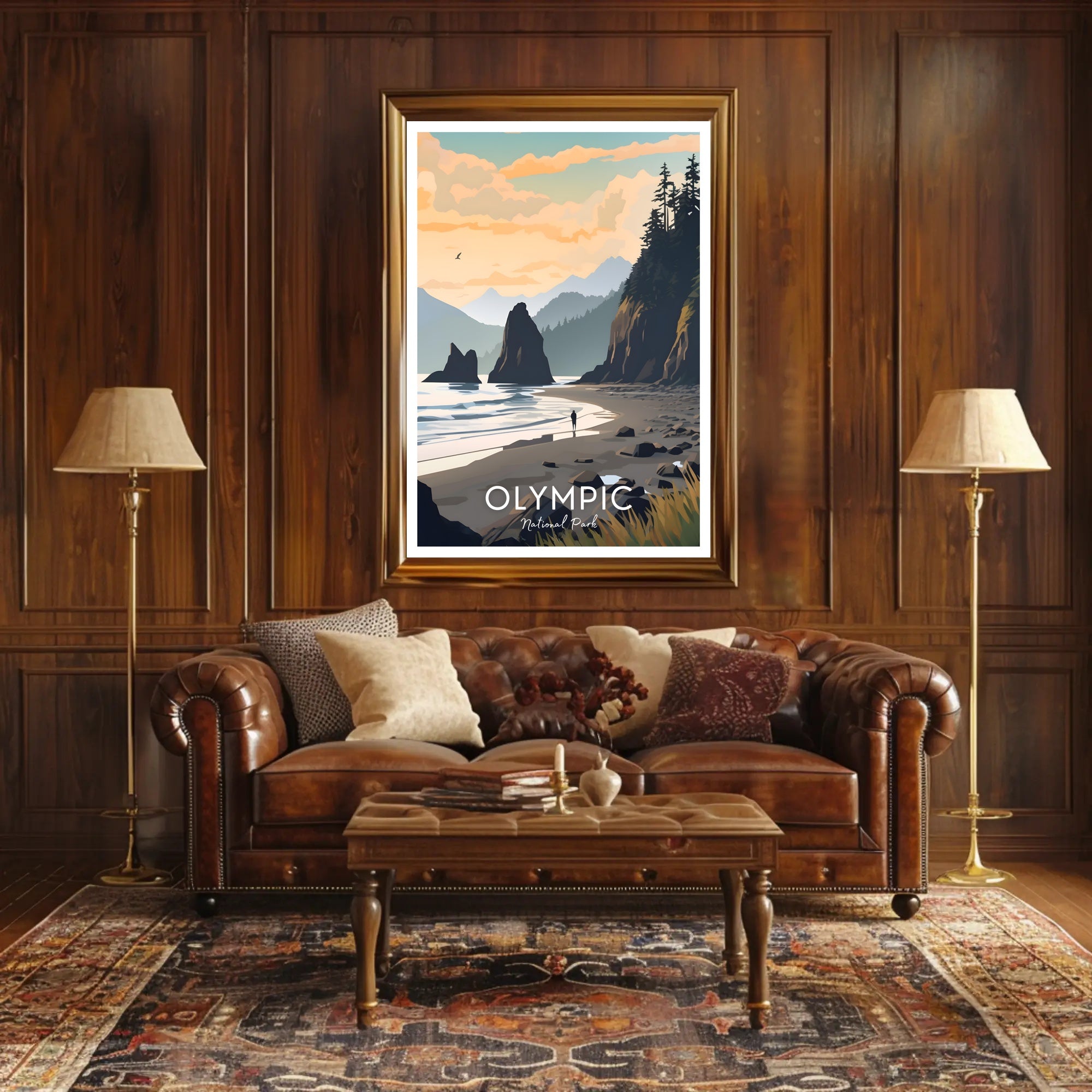 Olympic National Park Poster Vintage Travel Wall Art