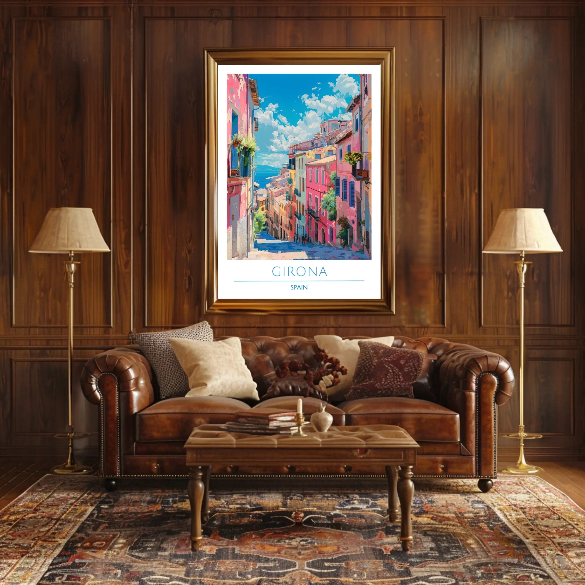 Colorful Streets of Girona Poster