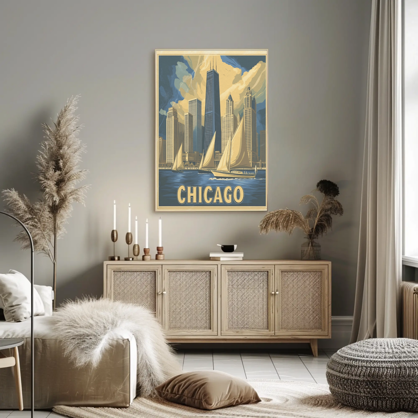 Chicago Skyline with Sailboats