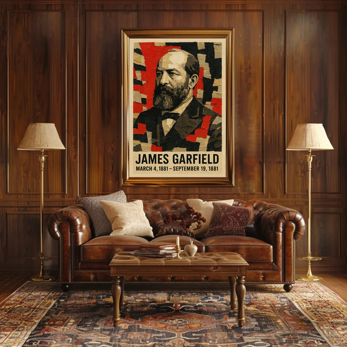 James A. Garfield 20th President of the United States Layered paper Collage Poster