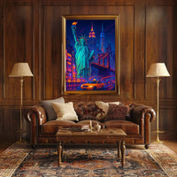 New York City Poster Modern Neon Nightlife Wall Art