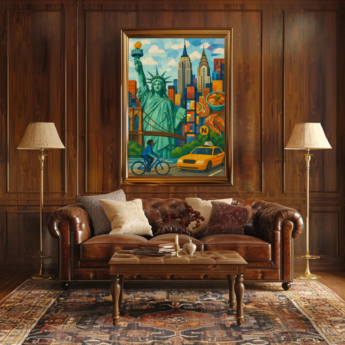 Iconic New York City Mosaic Art Poster Abstract Wall Art