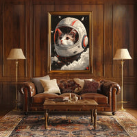 Cosmic Catventure Digital Painting Whimsical Surreal Poster