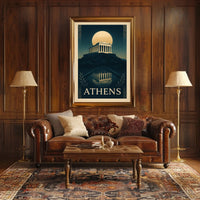 Athens The Parthenon Under Moonlight Poster