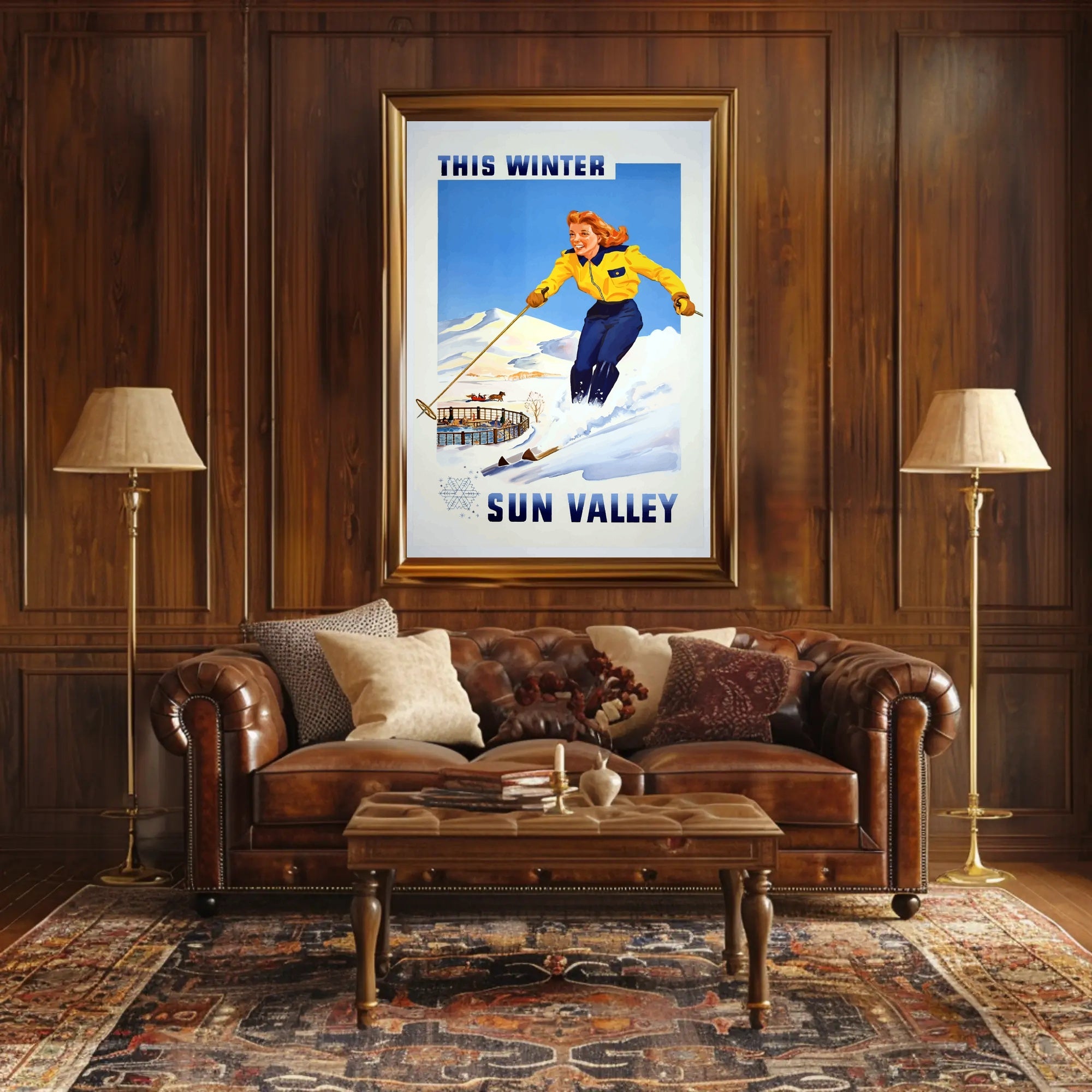 Vintage Sun Valley Winter Adventure Travel Poster PosterGoat