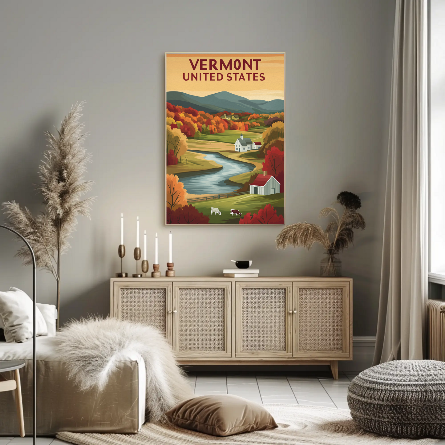 Vintage Travel Poster - Vermont Farm Valley