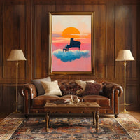 Piano In Clouds Dreamy Poster Sunset Wall Art