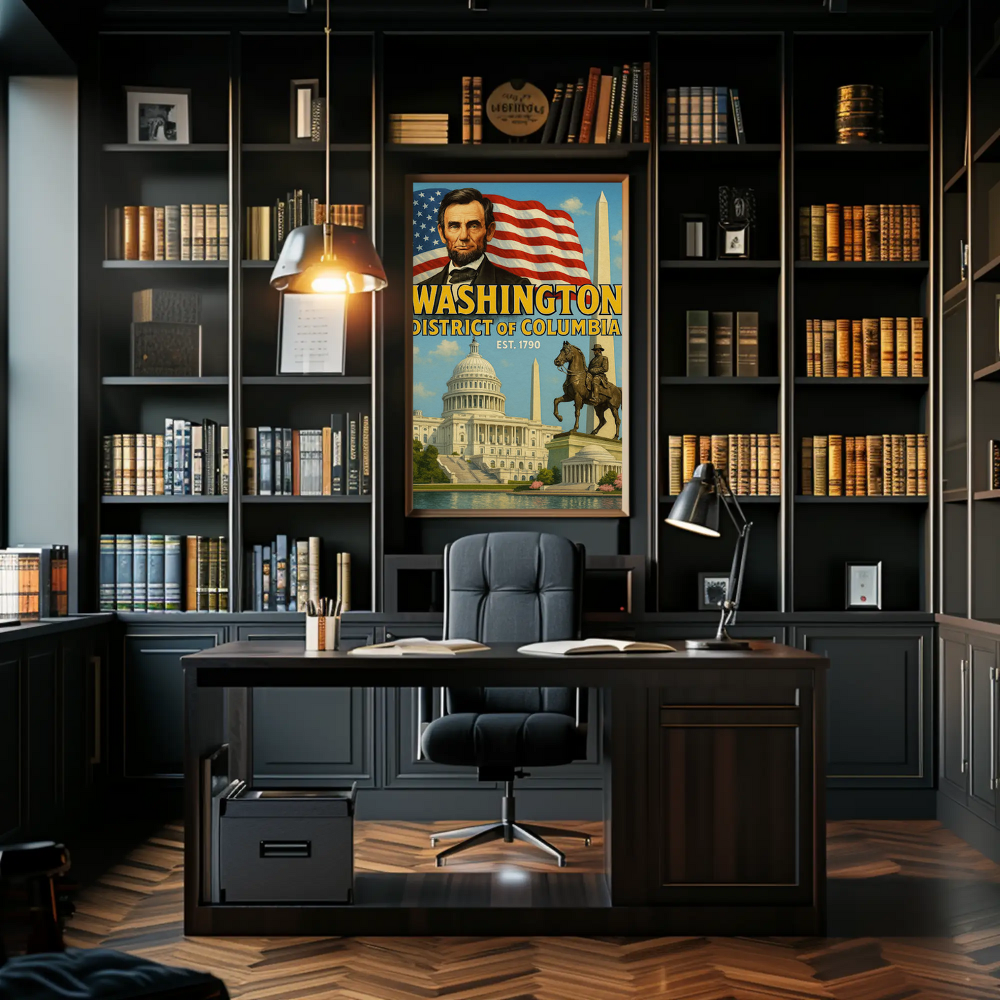 Washington DC Lincoln Capitol Monument Travel Poster