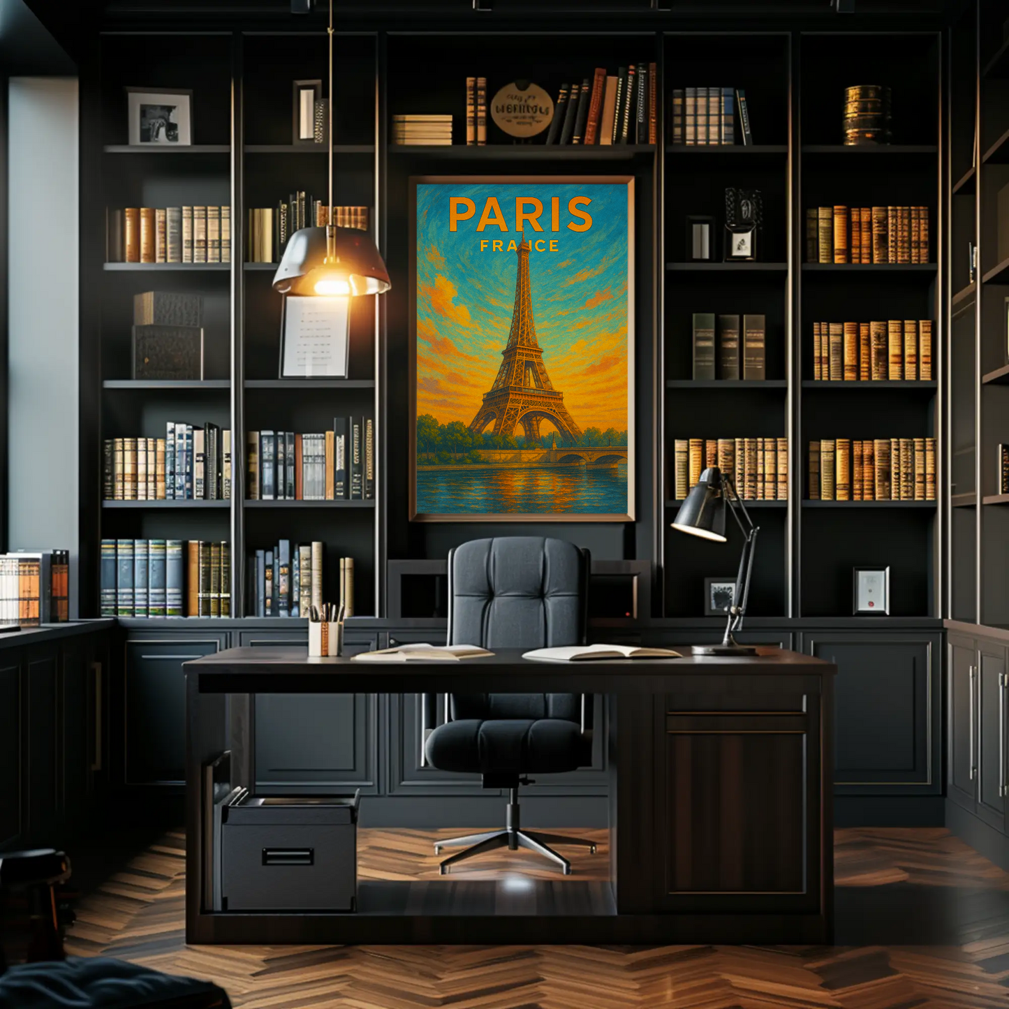 Paris Eiffel Sunset Travel Poster