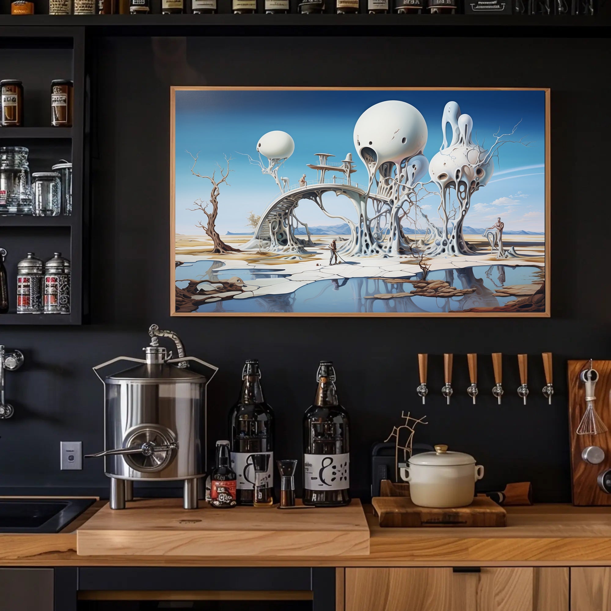 Surreal Structures on Stilts in Sci-Fi Poster