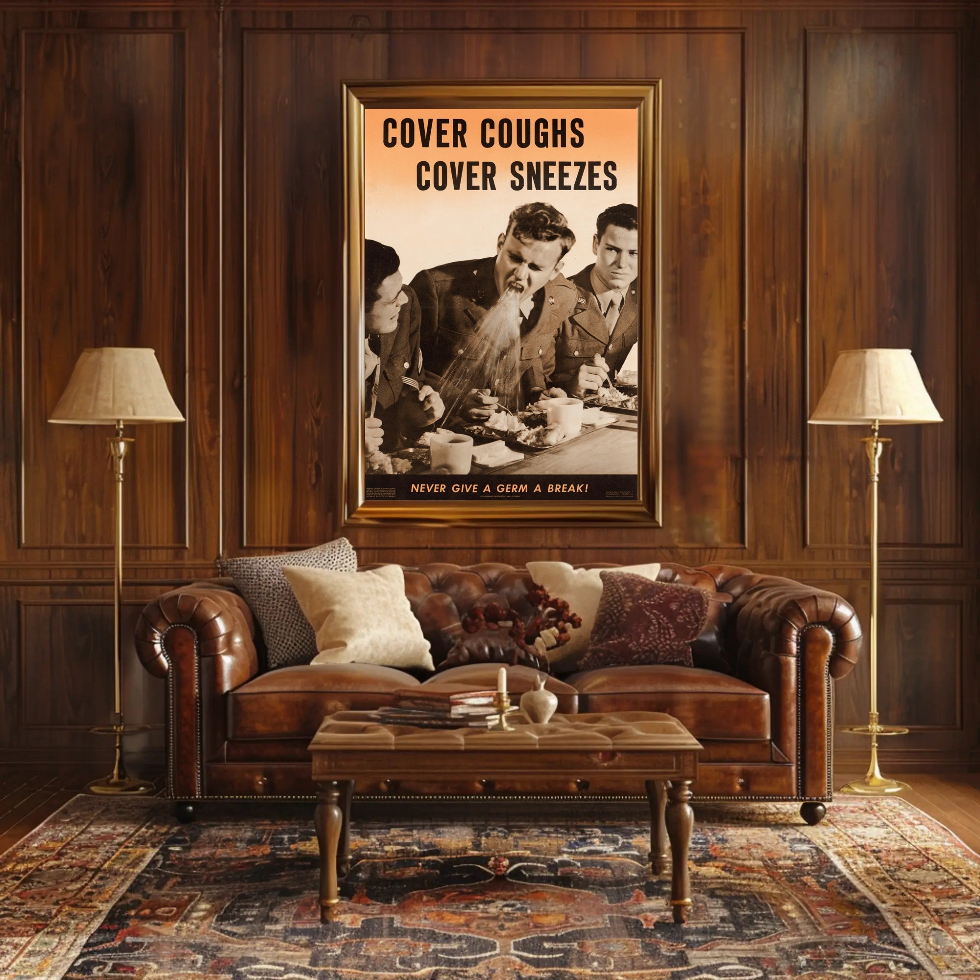 Cover Coughs and Sneezes WWII Propaganda Poster PosterGoat