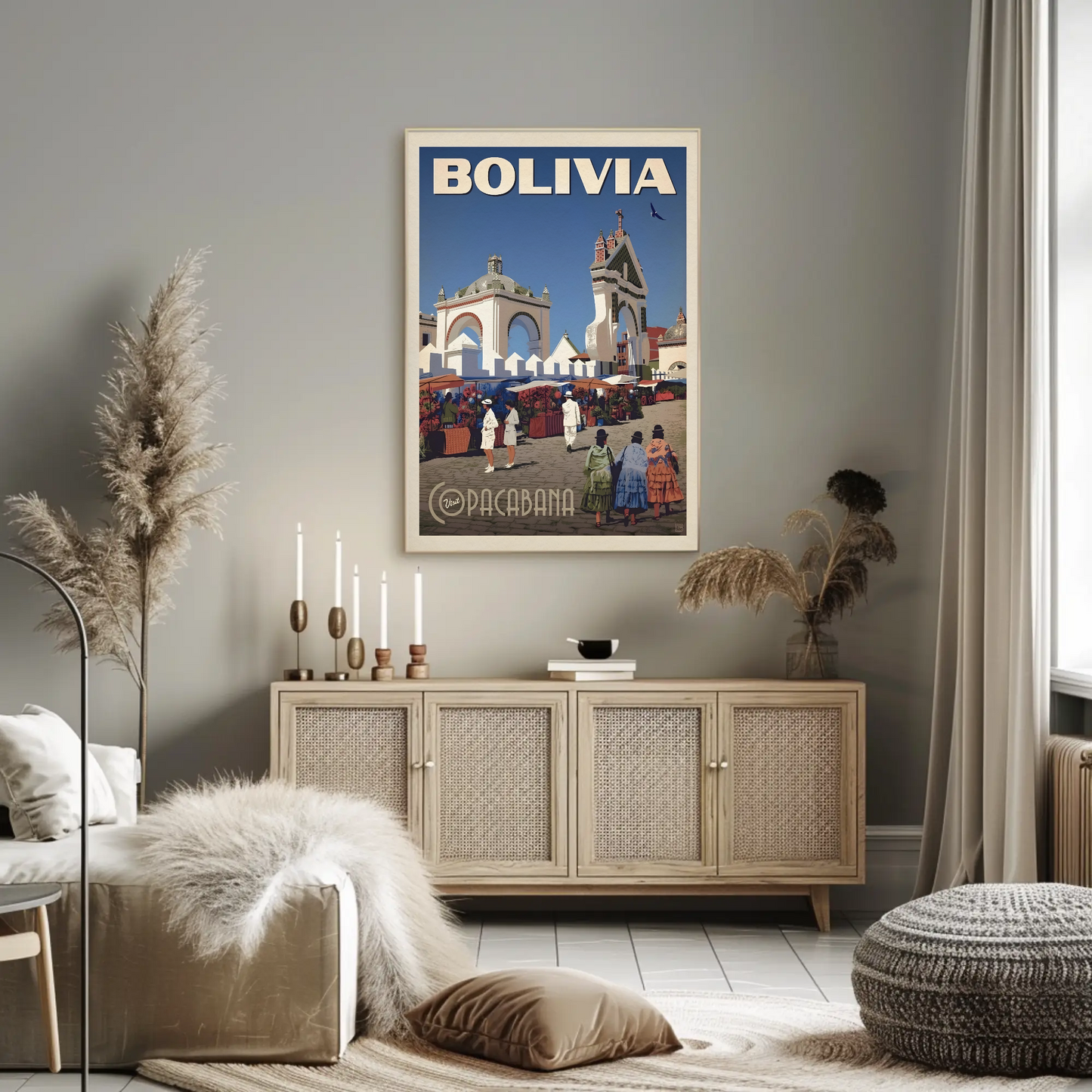 Copacabana Bolivia Vintage Poster