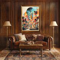 Urban Oasis Los Angeles Cityscape Abstract, Artistic Poster