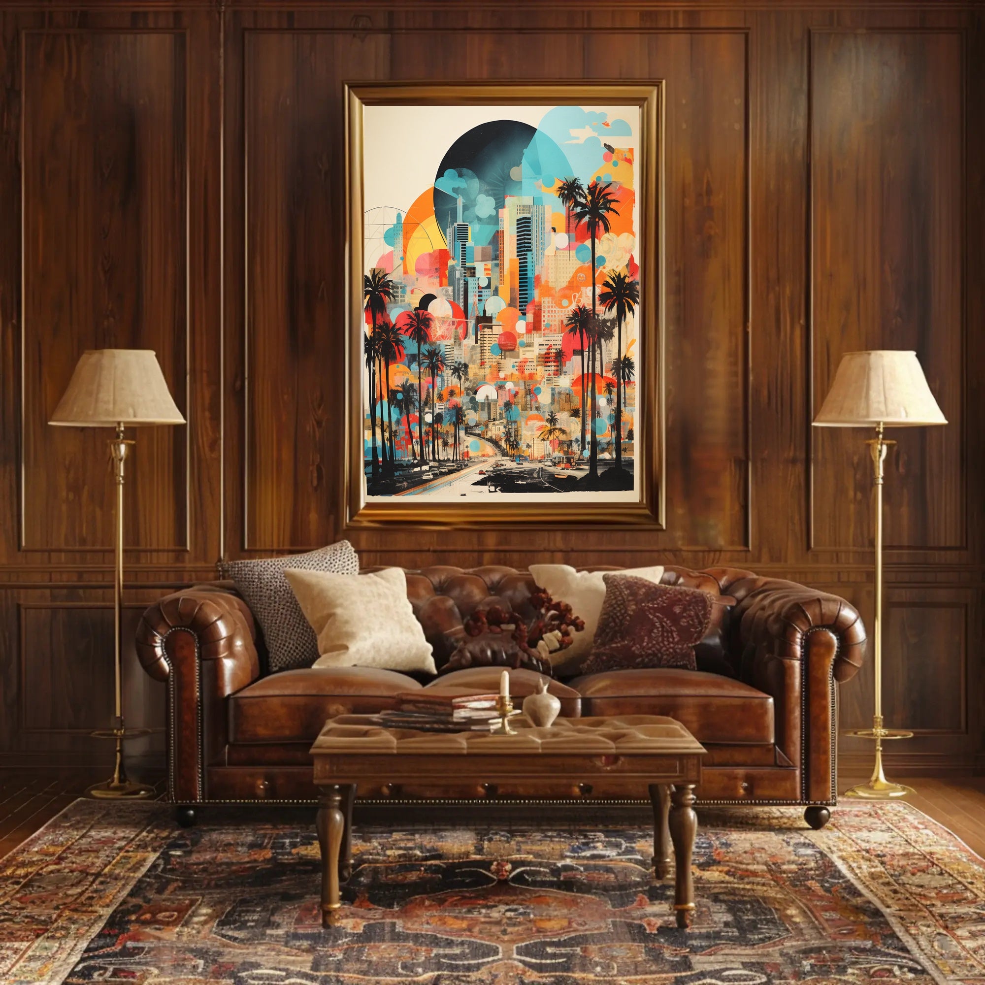 Urban Oasis Los Angeles Cityscape Abstract, Artistic Poster