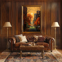 Autumn Urban Cityscape in Vibrant Colors - Artistic Poster