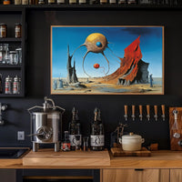 Surreal Desert Fantasy with Tentacled Spheres Art Poster