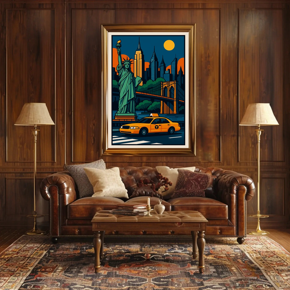 Iconic NYC Skyline And Statue Poster Modern Wall Art