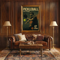 Pickleball Action Retro Sports Poster PosterGoat