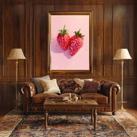 Strawberries in Geometric Design Abstract or Artistic Poster PosterGoat