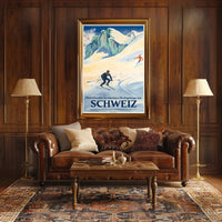 Swiss Alps Vintage Ski Adventure Travel Poster PosterGoat