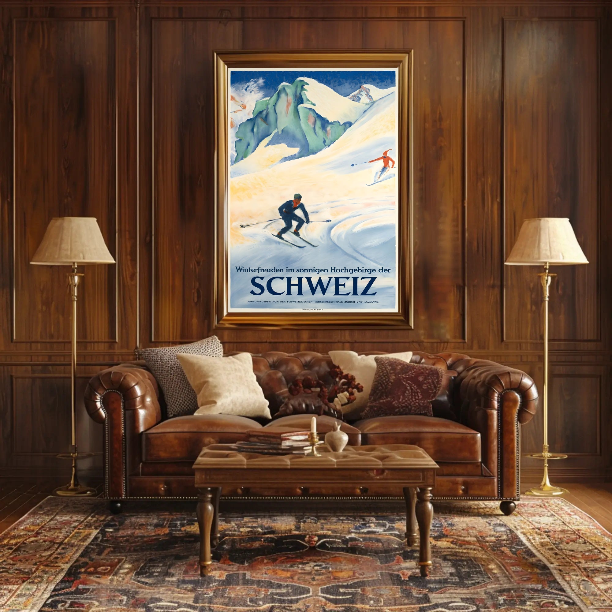 Swiss Alps Vintage Ski Adventure Travel Poster PosterGoat