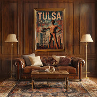 Golden Driller Tulsa Vintage Americana Poster