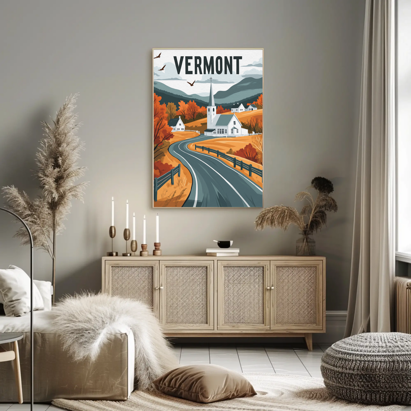 Vermont Vintage Poster - Fall Countryside