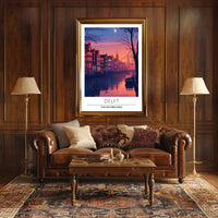 Serene Evening Scene of Delft Urban or Cityscape Poster