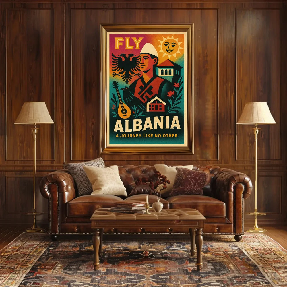 Travel Albania Vintage Poster Cultural Journey Awaits PosterGoat
