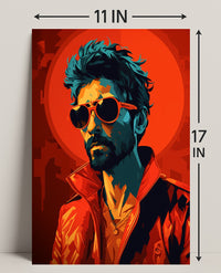 Vibrant Portrait In Red Poster PosterGoat