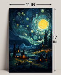 Starry Night Village Poster