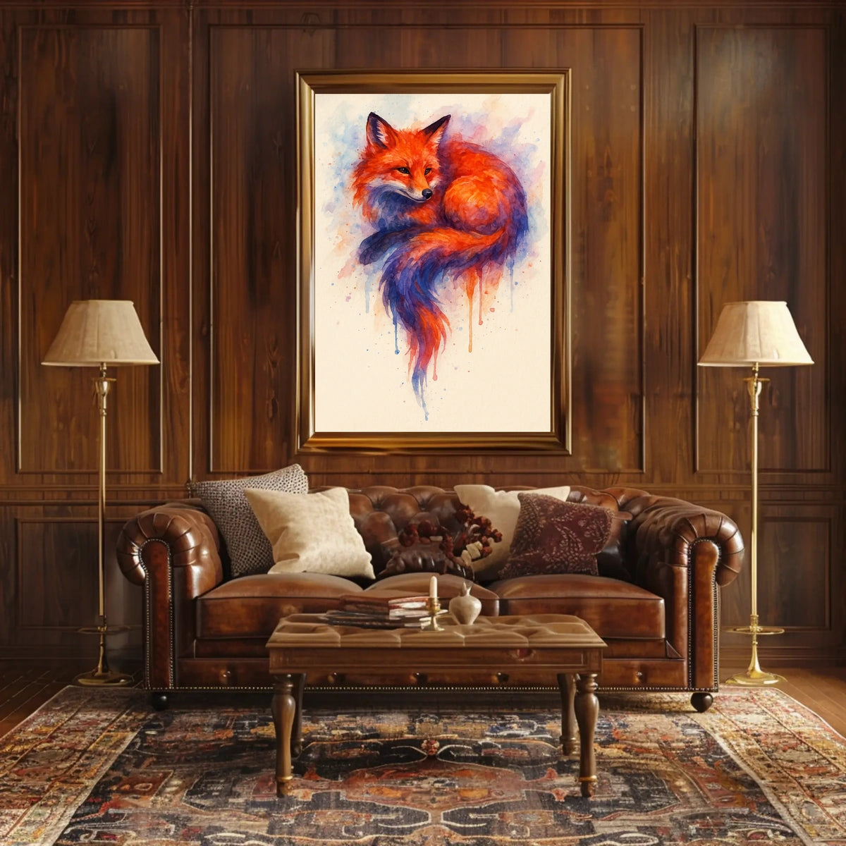Vibrant Fox in Watercolor Poster